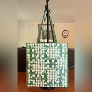 NWT Kate Spade Green Daisy Gingham Grocery Tote